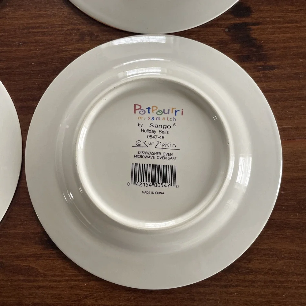 Sango PotPourri Mix & Match Christmas Plates Set of 4 Bells